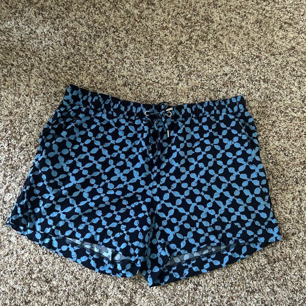 Michael Michael Kors Blue and Black Flowy Geometric Pattern Shorts